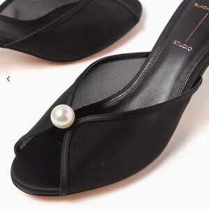 Black Suede Studio Women's Black Heeled Mules